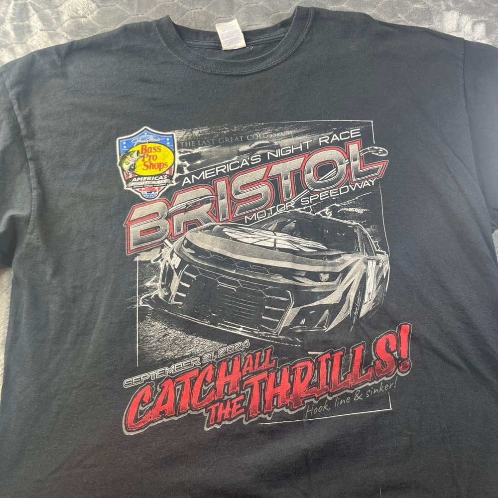 Bristol Motor Speedway T Shirt Mens 2XL Black Bass Pro Shops NASCAR Racing 2024